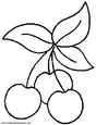 Lamina para colorear Dibujos de Frutas. cerezas